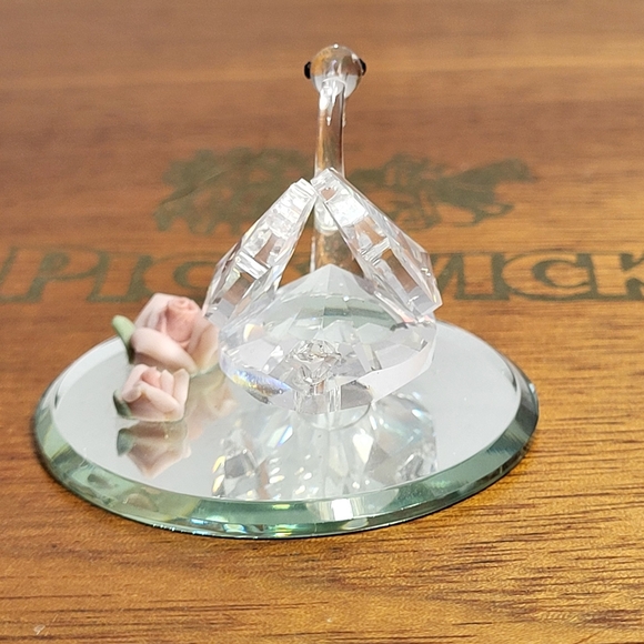 Vintage Minature Crystal Swan on Mirror Figurine - Picture 7 of 17